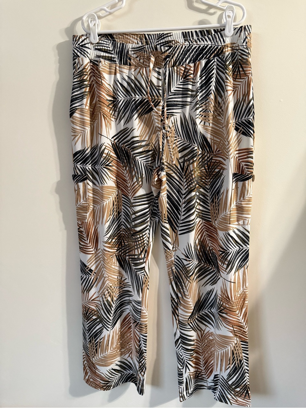 Robert Lewis Palm Leaf Print Drawstring Lounge/Palazzo Pants NWOT Size XL